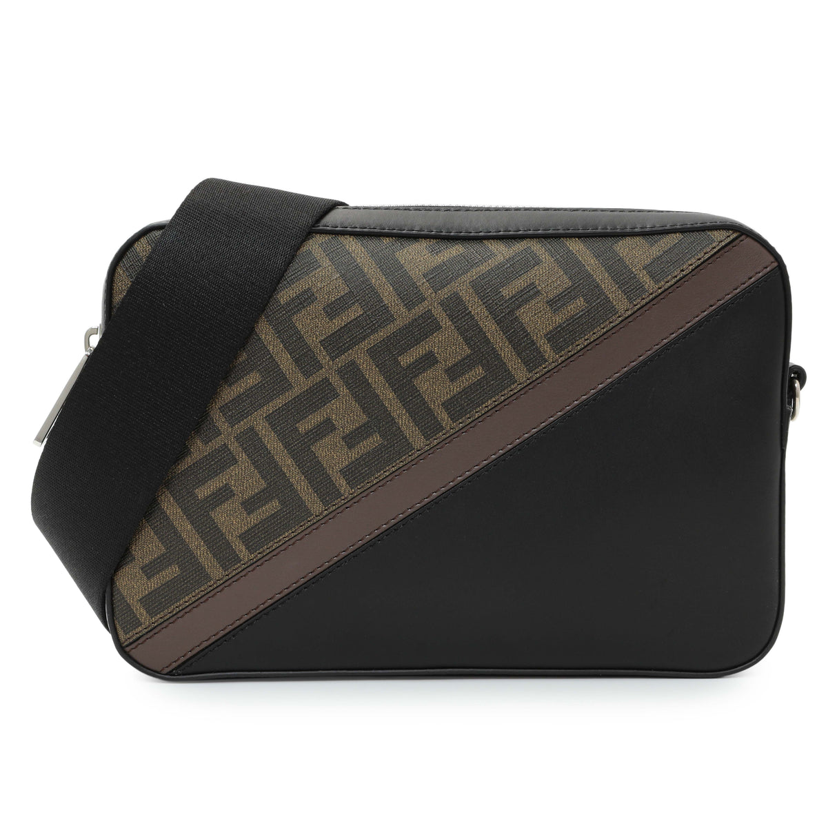 Fendi Diagonal Brown FF Canvas Camera Case Handbags Fendi