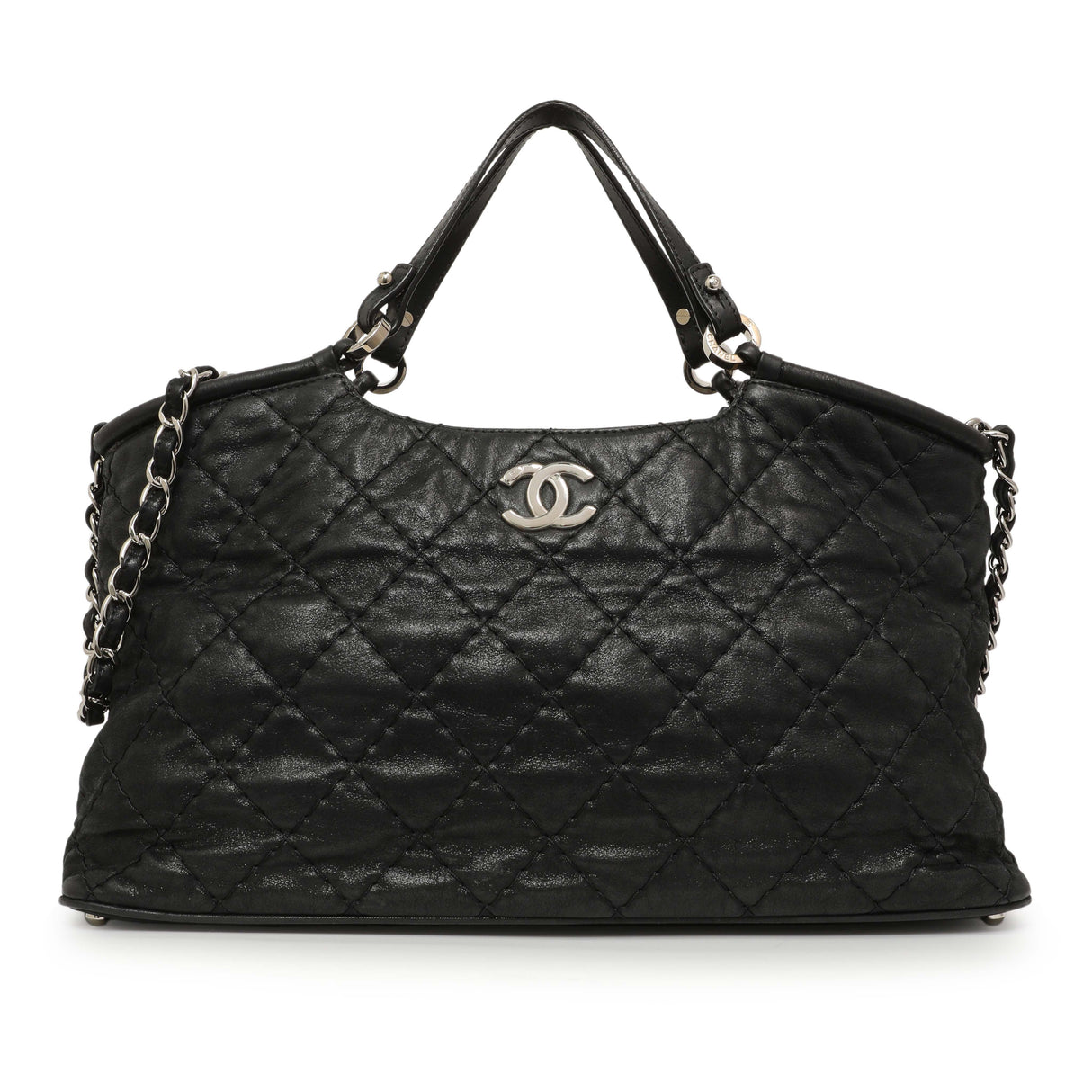 Chanel Black Iridescent Quilted Calfskin Sea Hit Tote Handbags Chanel