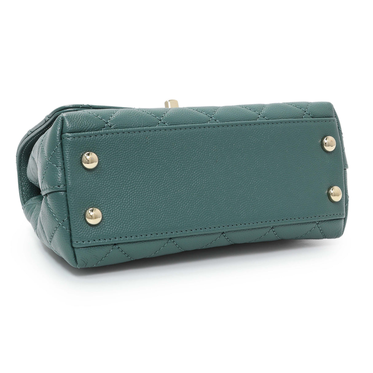 Chanel Teal Quilted Caviar Extra Mini Coco Handle Flap Handbags Chanel