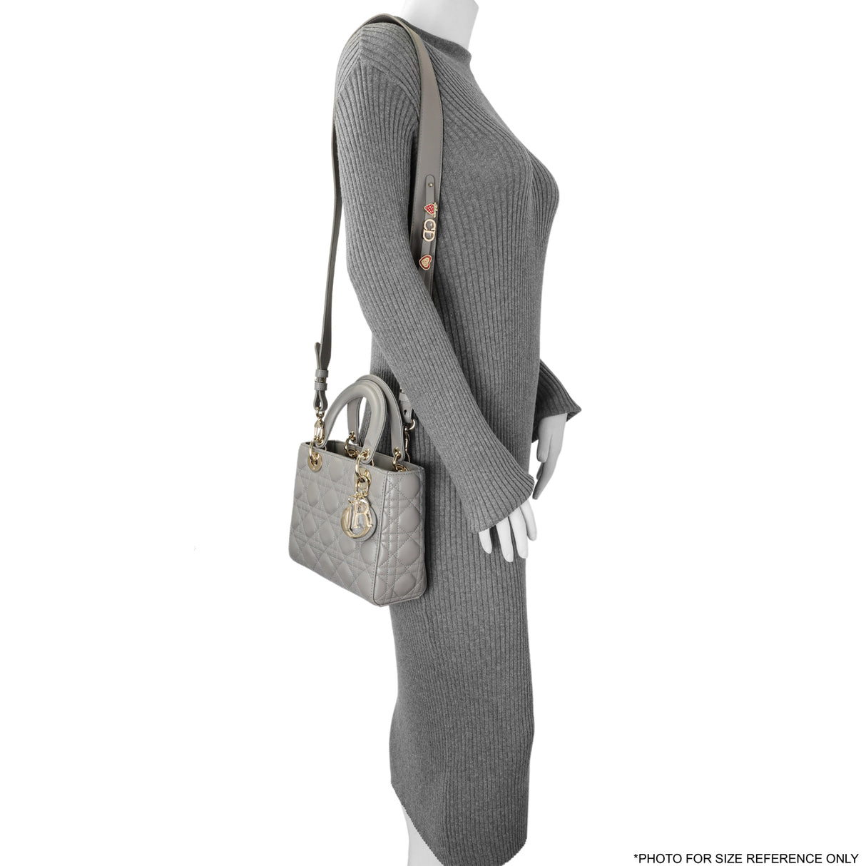 Christian Dior Grey Lambskin Cannage Small My ABCDior Lady Dior Handbags Christian Dior