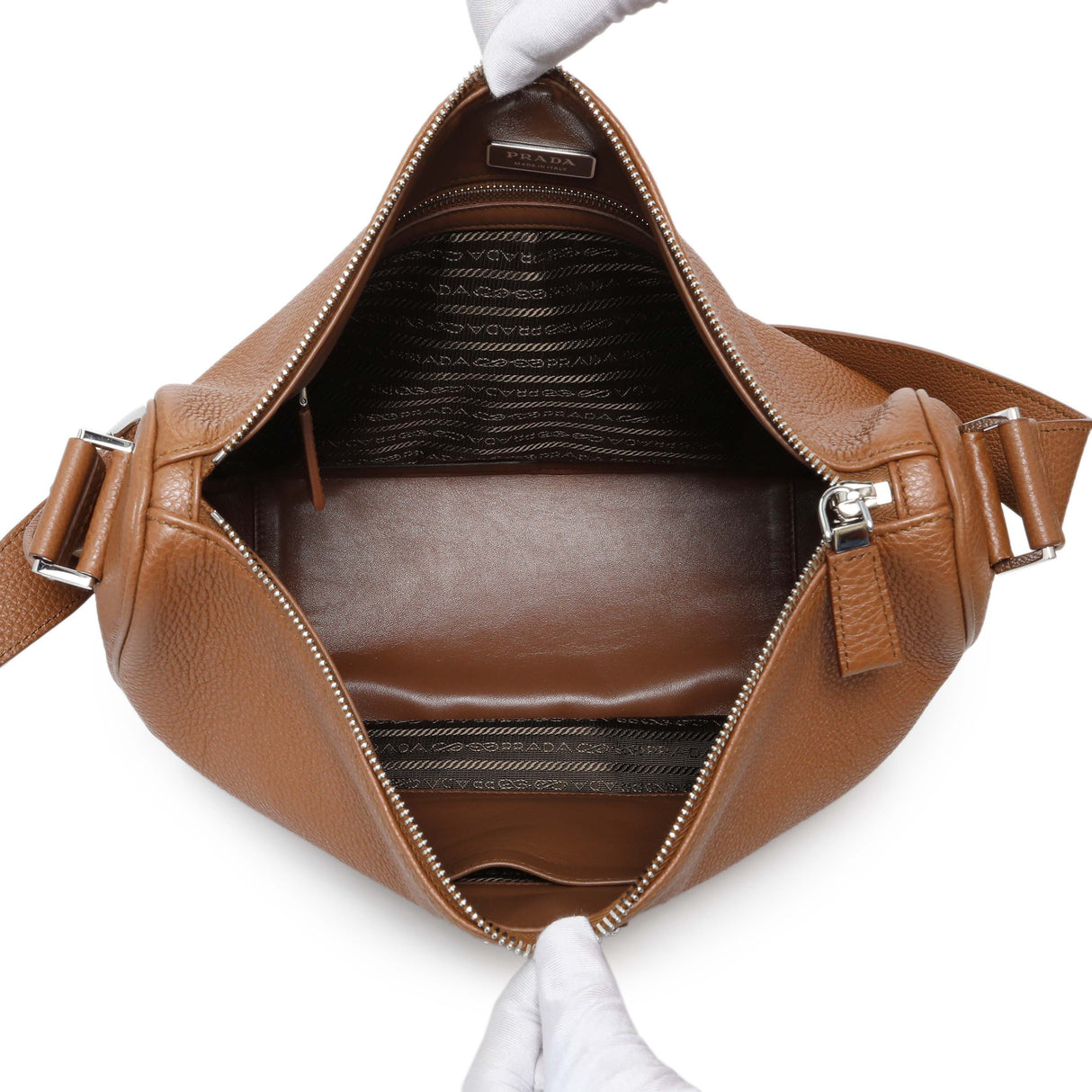 Prada Cognac Vitello Daino Messenger Handbags Prada