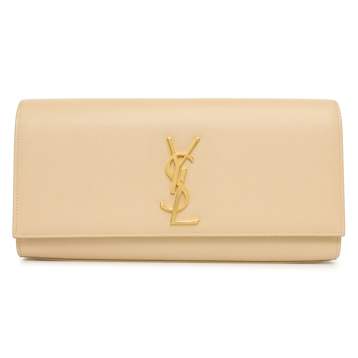 Saint Laurent Beige Grain De Poudre Monogram Cassandre Clutch Handbags Saint Laurent