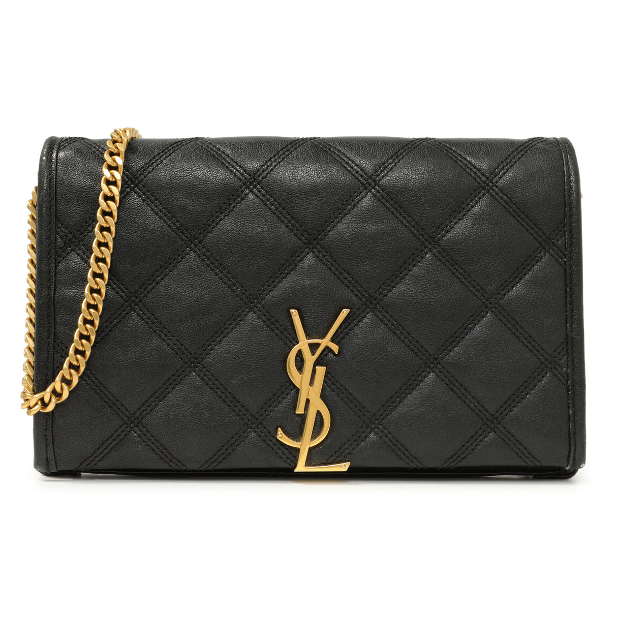 Saint Laurent Black Lambskin Diamond Quilted Becky Chain Wallet Handbags Saint Laurent
