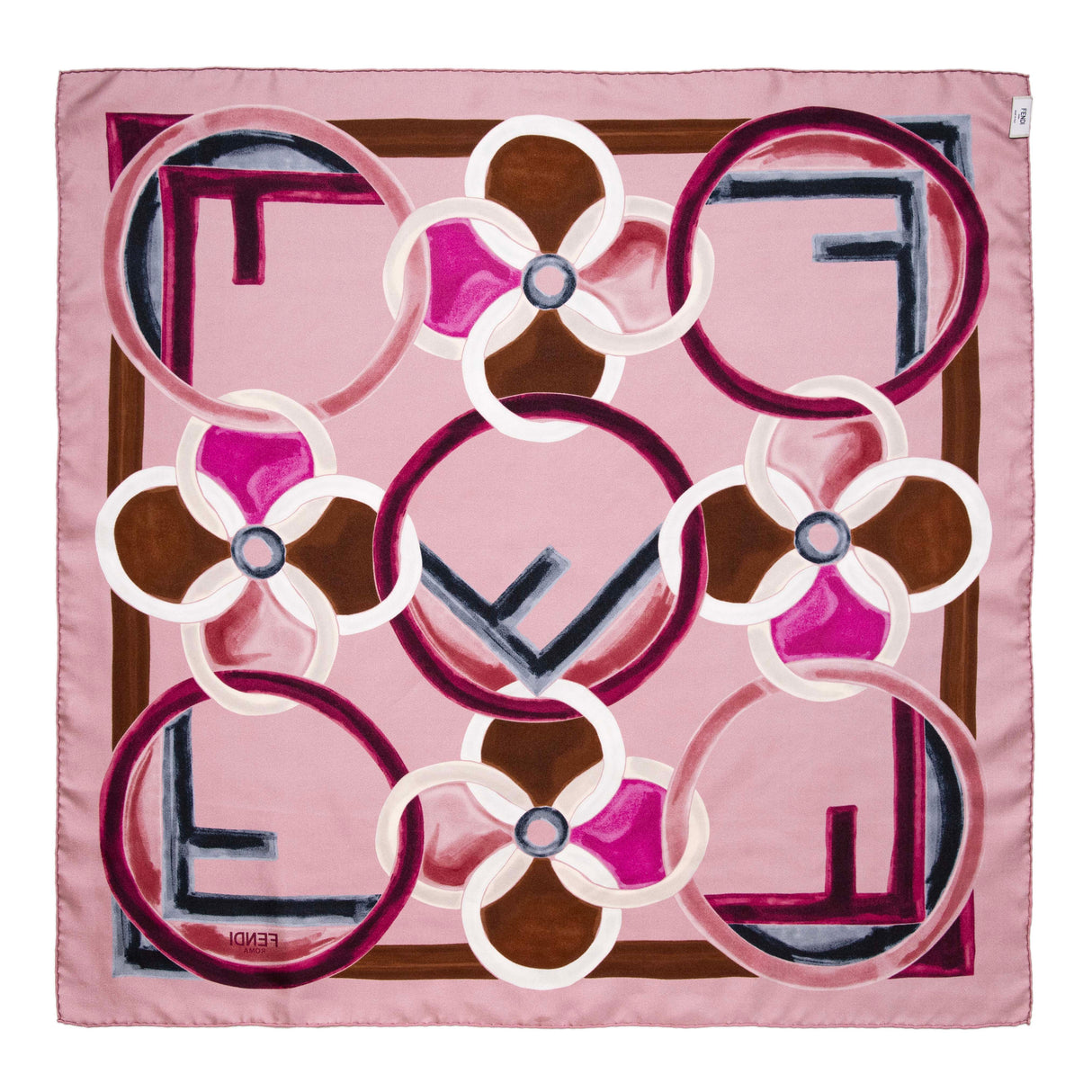 Fendi Pink Silk F Logo Scarf Accessories Fendi
