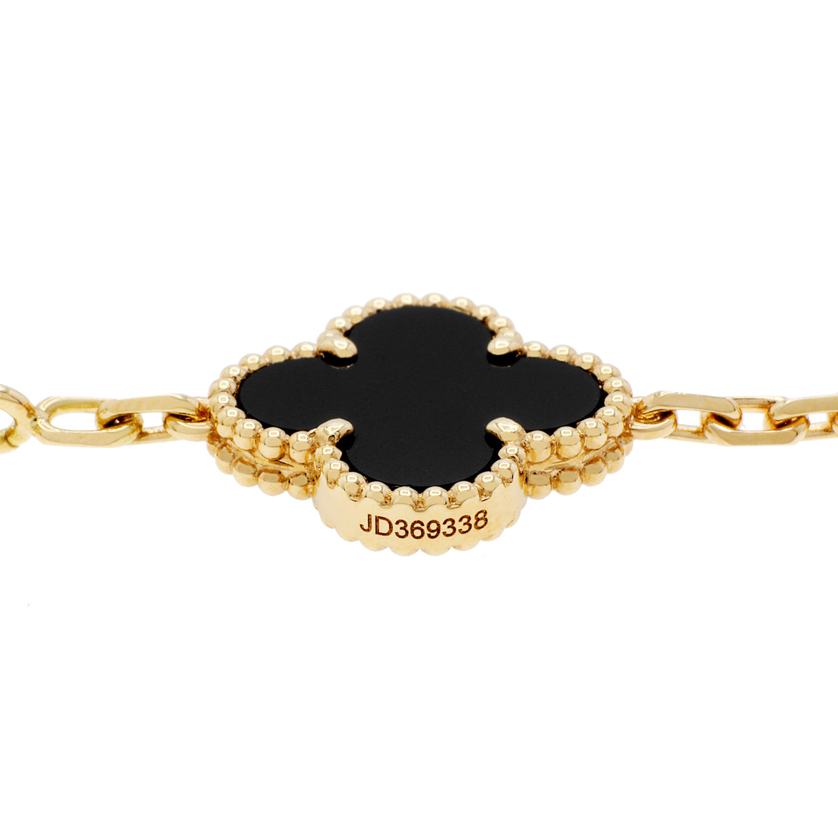 Van Cleef & Arpels 18K Yellow Gold Onyx 5 Motifs Vintage Alhambra Bracelet Designer Jewellery Van Cleef and Arpels