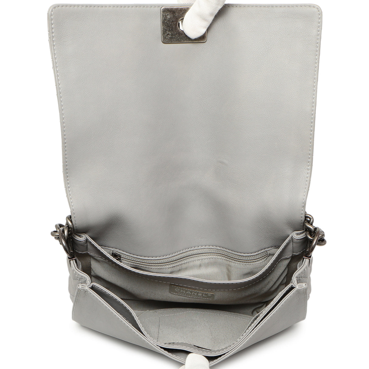 Chanel Grey Calfskin New Medium Boy Reverso Flap Handbags Chanel