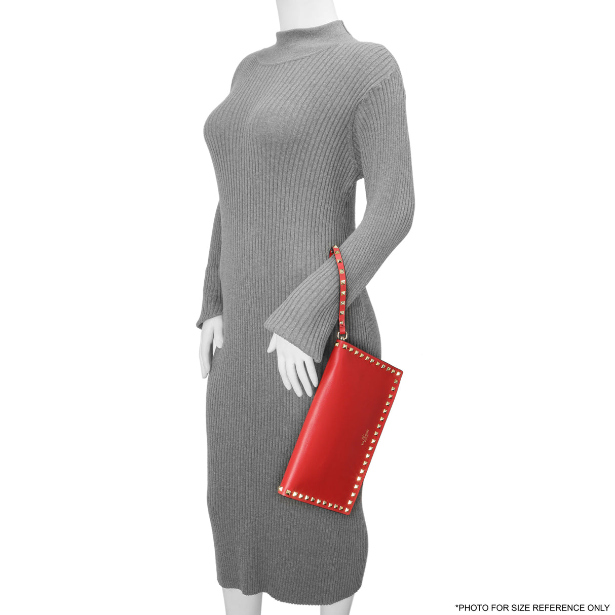 Valentino Red Nappa Rockstud Wristlet Clutch Handbags Valentino