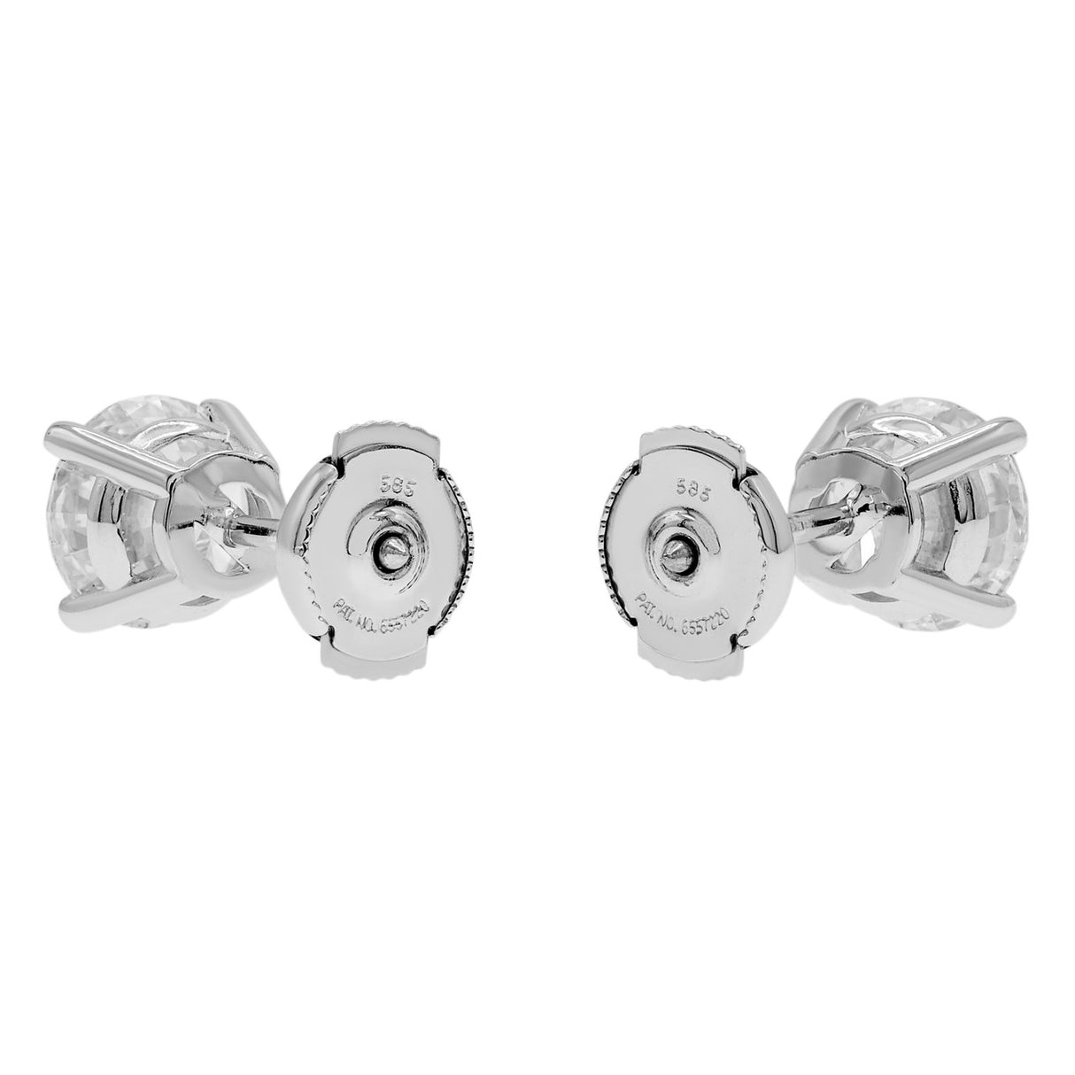 14K White Gold 4.01 Carat Diamond Stud Earrings Modaselle
