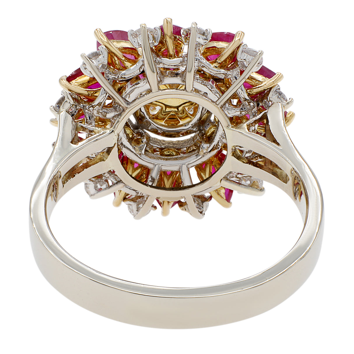 18K White Gold 2.52 Carat Ruby Diamond Blossom Ring Fine Jewellery Modaselle