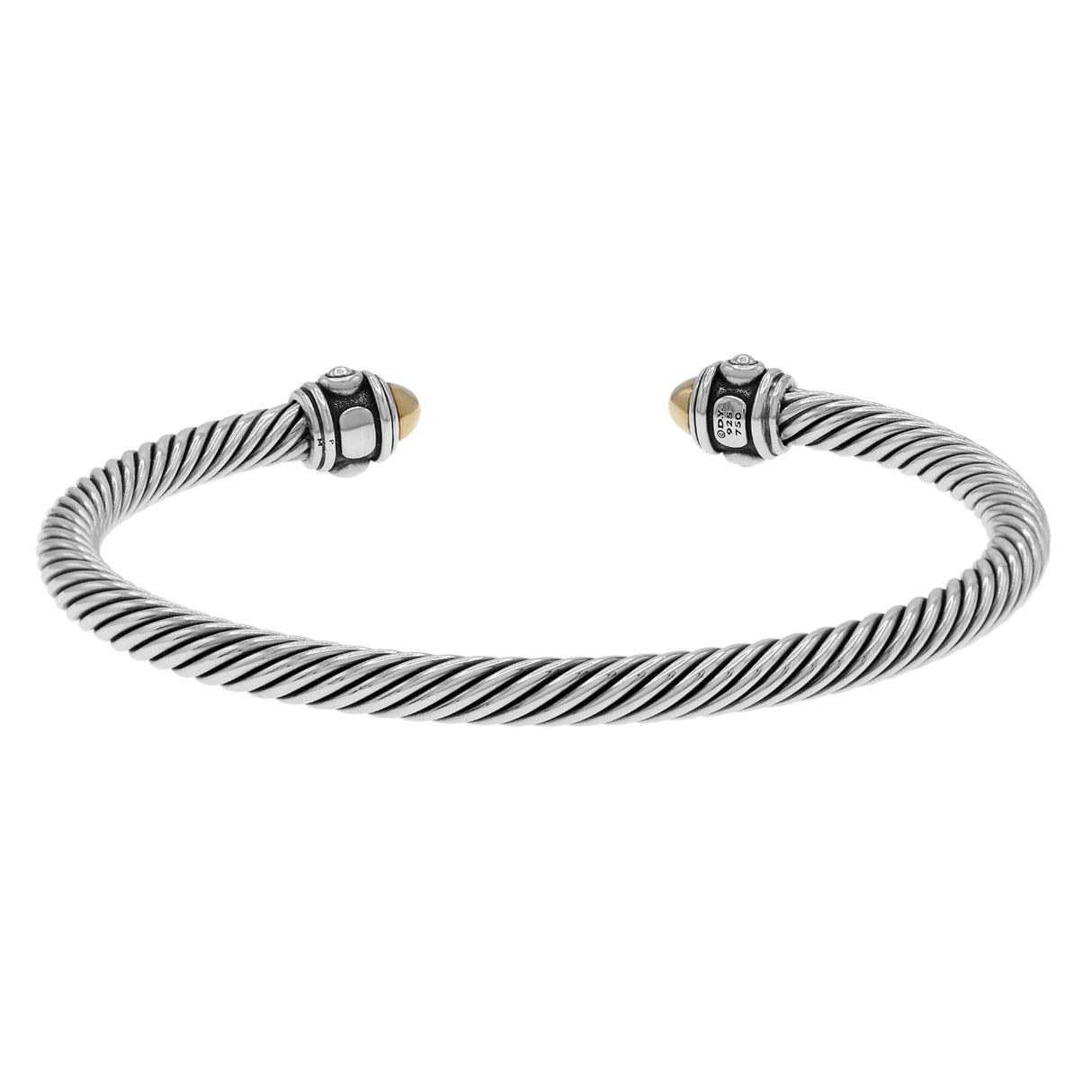 David Yurman Sterling Silver 18K 4mm Renaissance Classic Cable Bracelet Designer Jewellery David Yurman