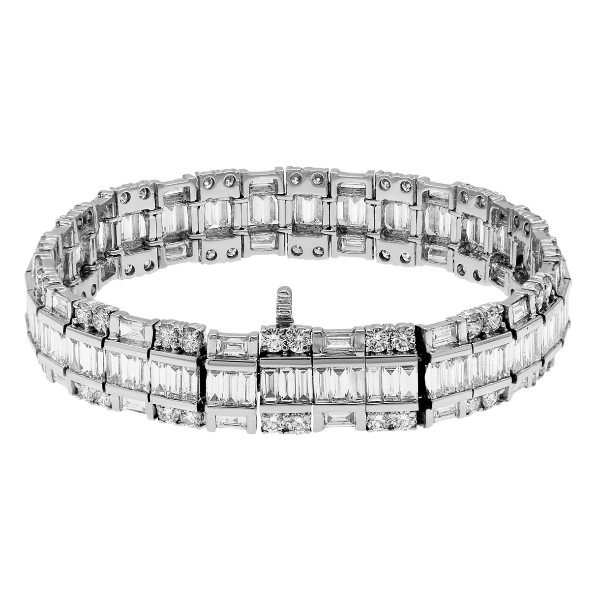 18K White Gold 14.67 Carat Baguette Diamond Bracelet Fine Jewellery Modaselle