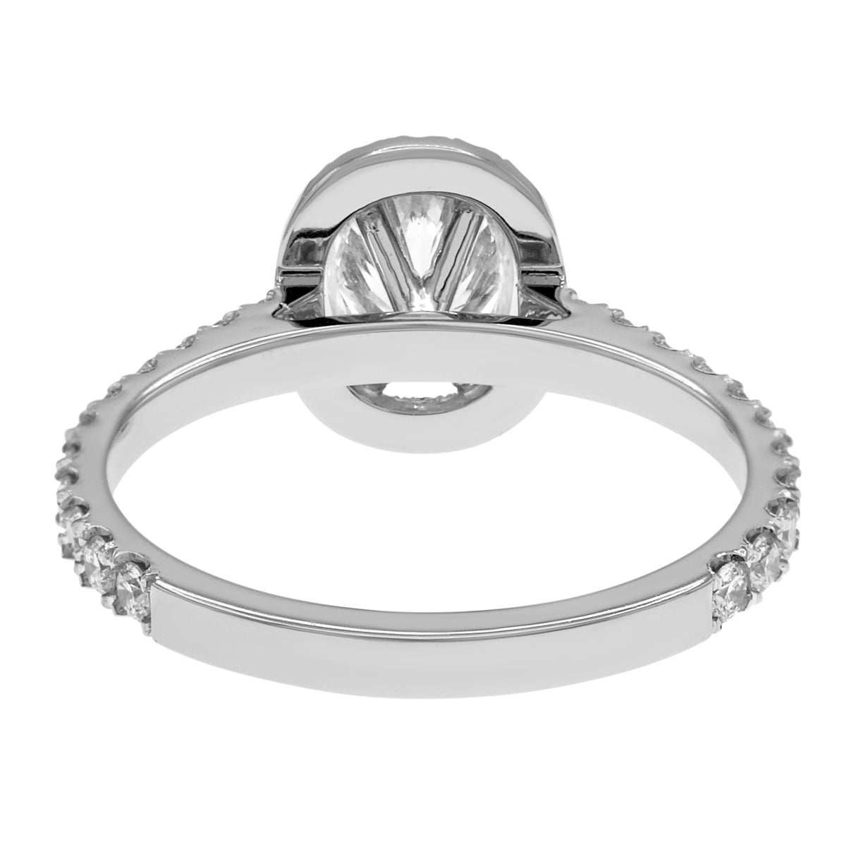 18K White Gold 0.75 Carat Oval Diamond Halo Ring Fine Jewellery Modaselle