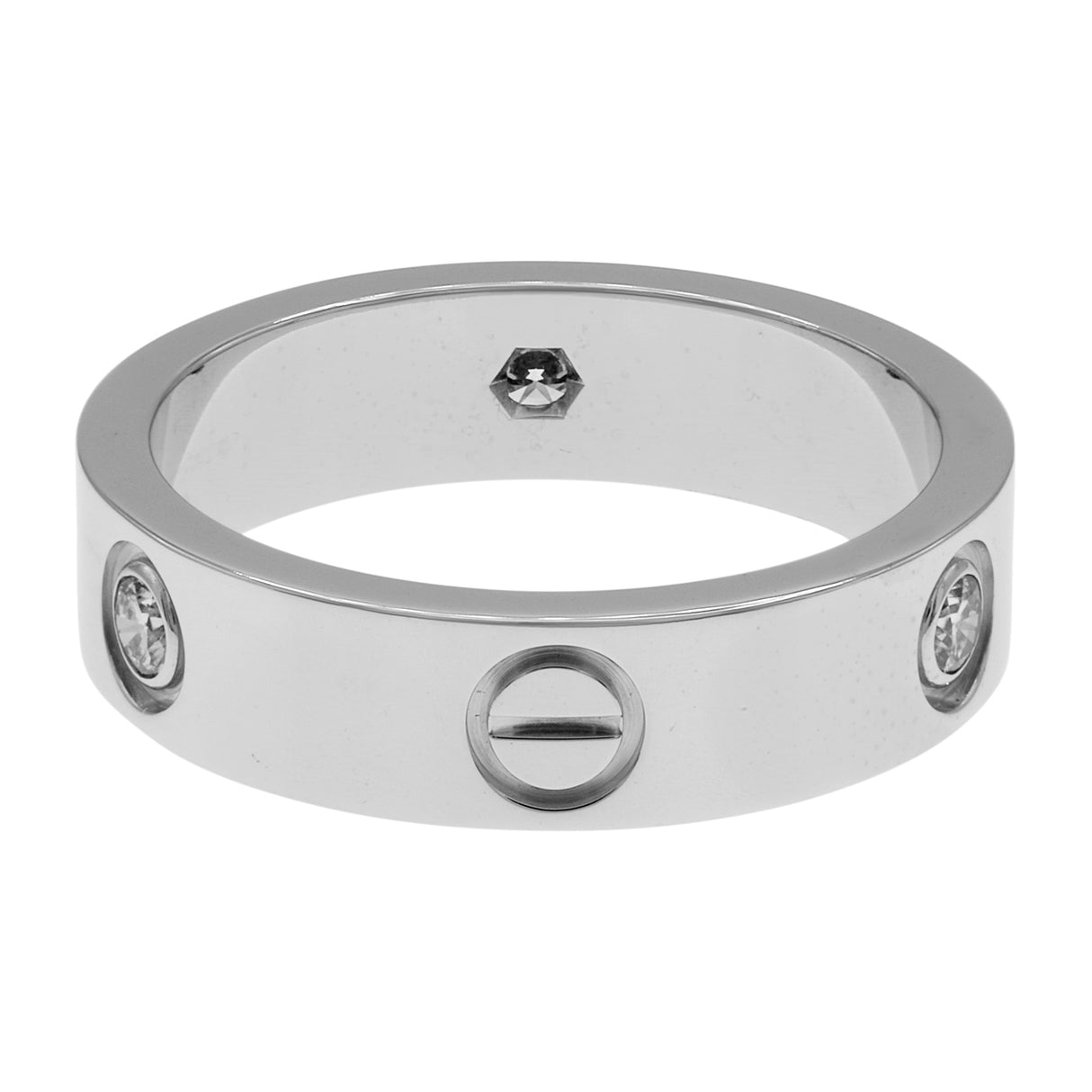 Cartier 18K White Gold 3 Diamond Love Ring Designer Jewellery Cartier