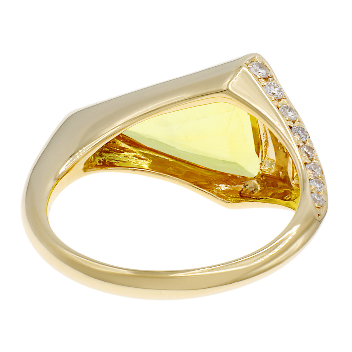 18K Yellow Gold 2.55 Carat Triangular Yellow Sapphire Ring Fine Jewellery Modaselle