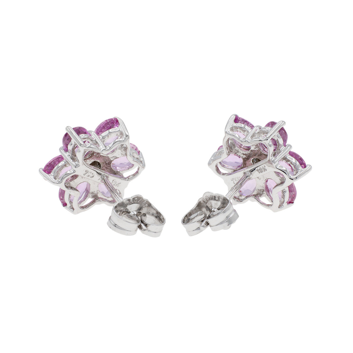18K White Gold 3.12 Carat Pink Sapphire Diamond Earrings Modaselle