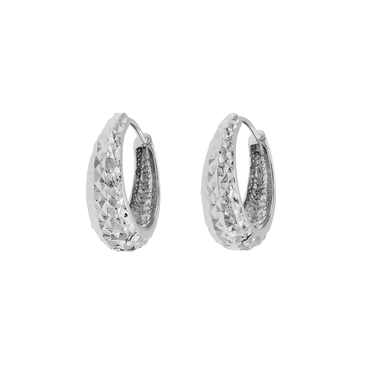 18K White Gold Hoop Earrings Modaselle
