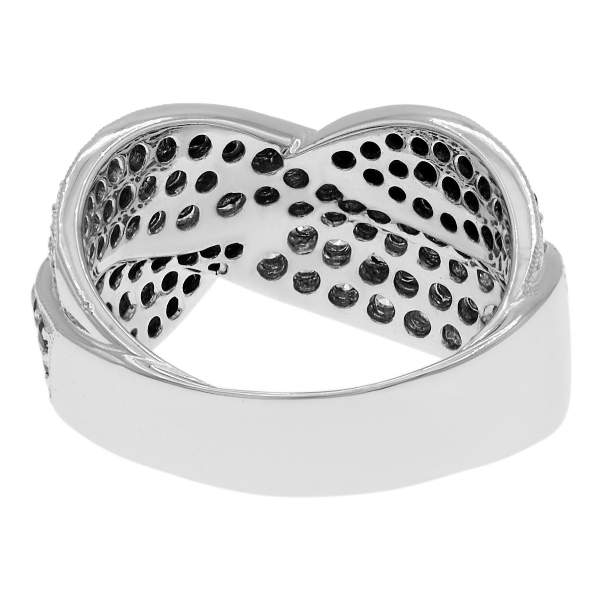 18K White Gold Black Diamond Crossover Ring Fine Jewellery Modaselle