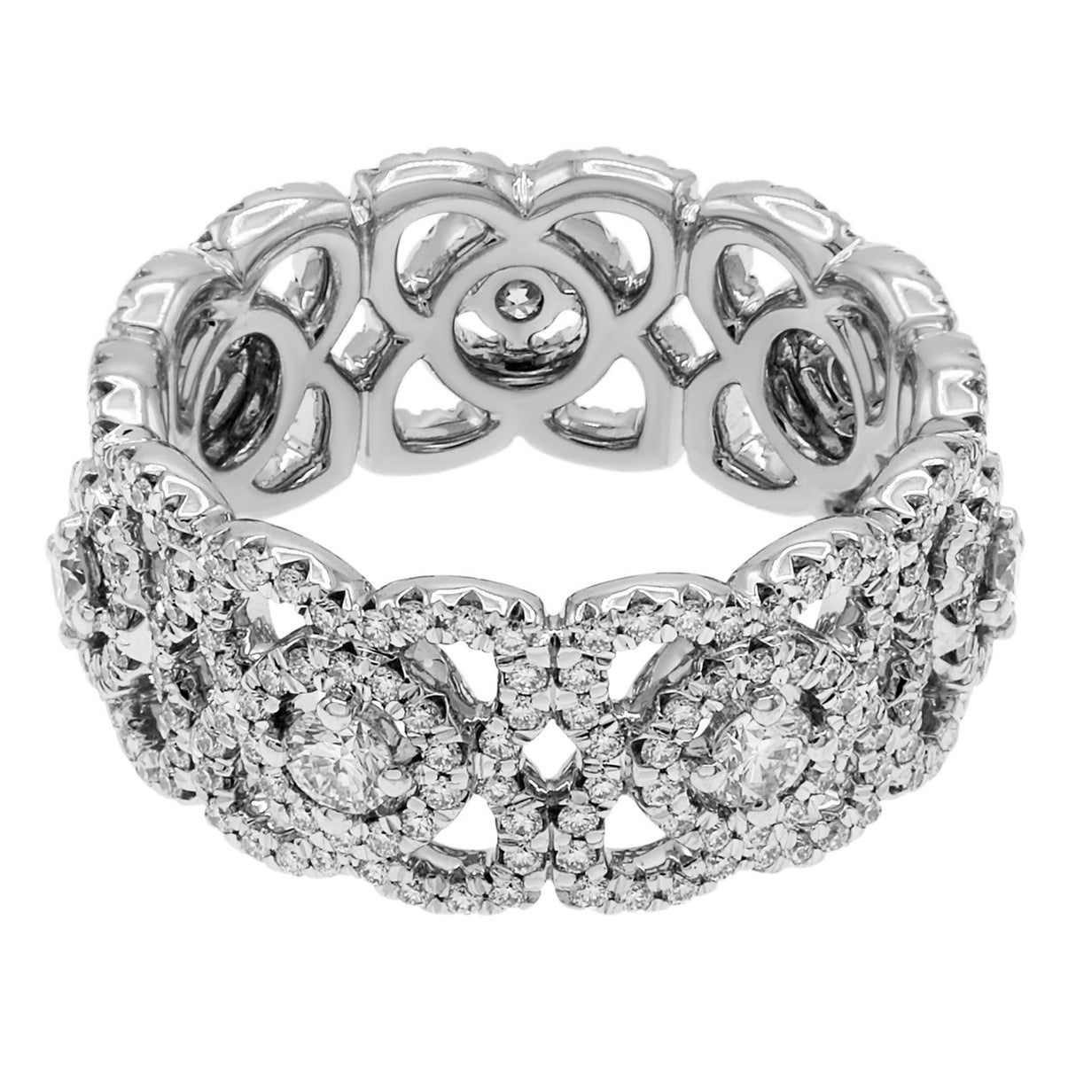 De Beers 18K White Gold Diamond Enchanted Lotus Band Designer Jewellery De Beers