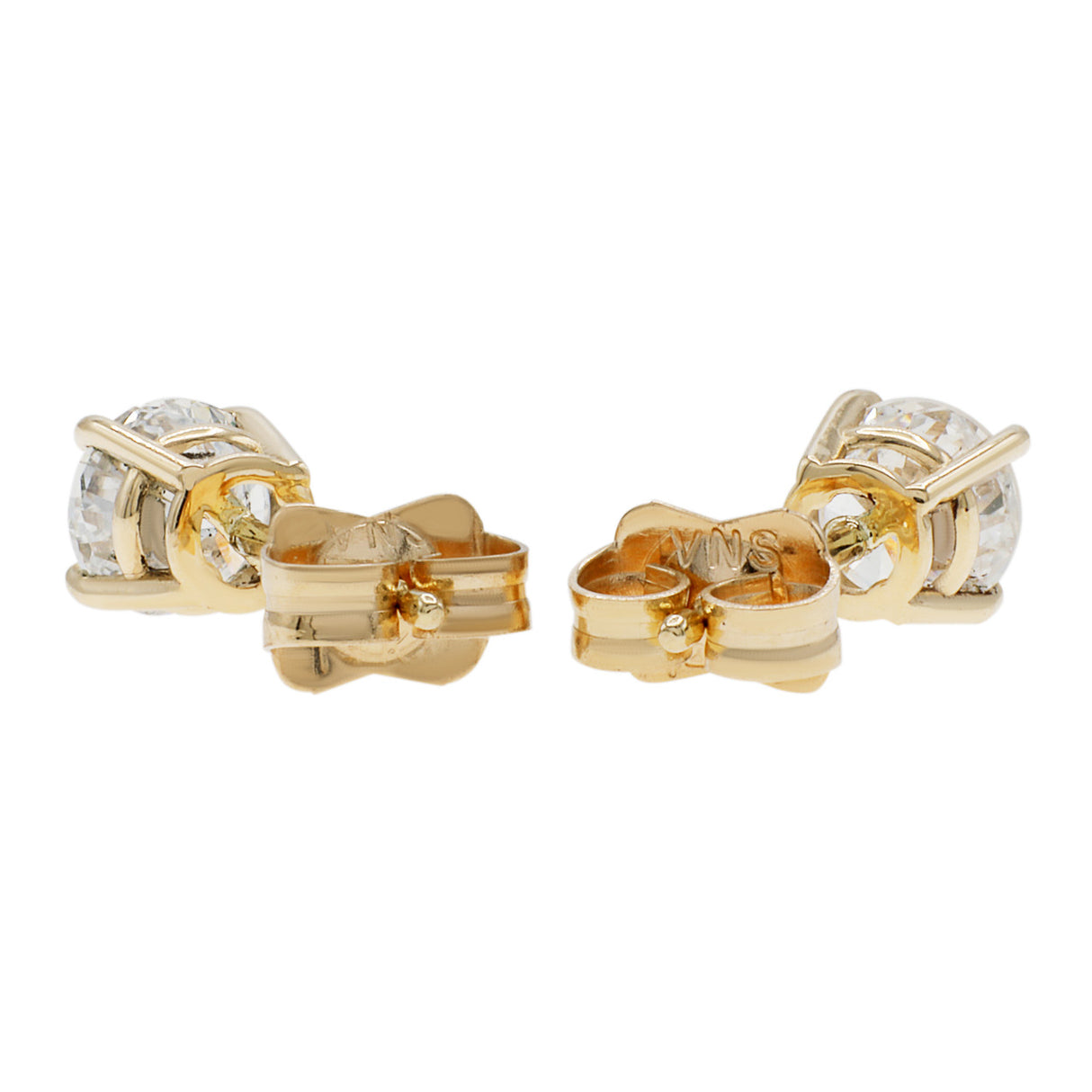 14K Yellow Gold 0.78 Carat Diamond Stud Earrings Modaselle