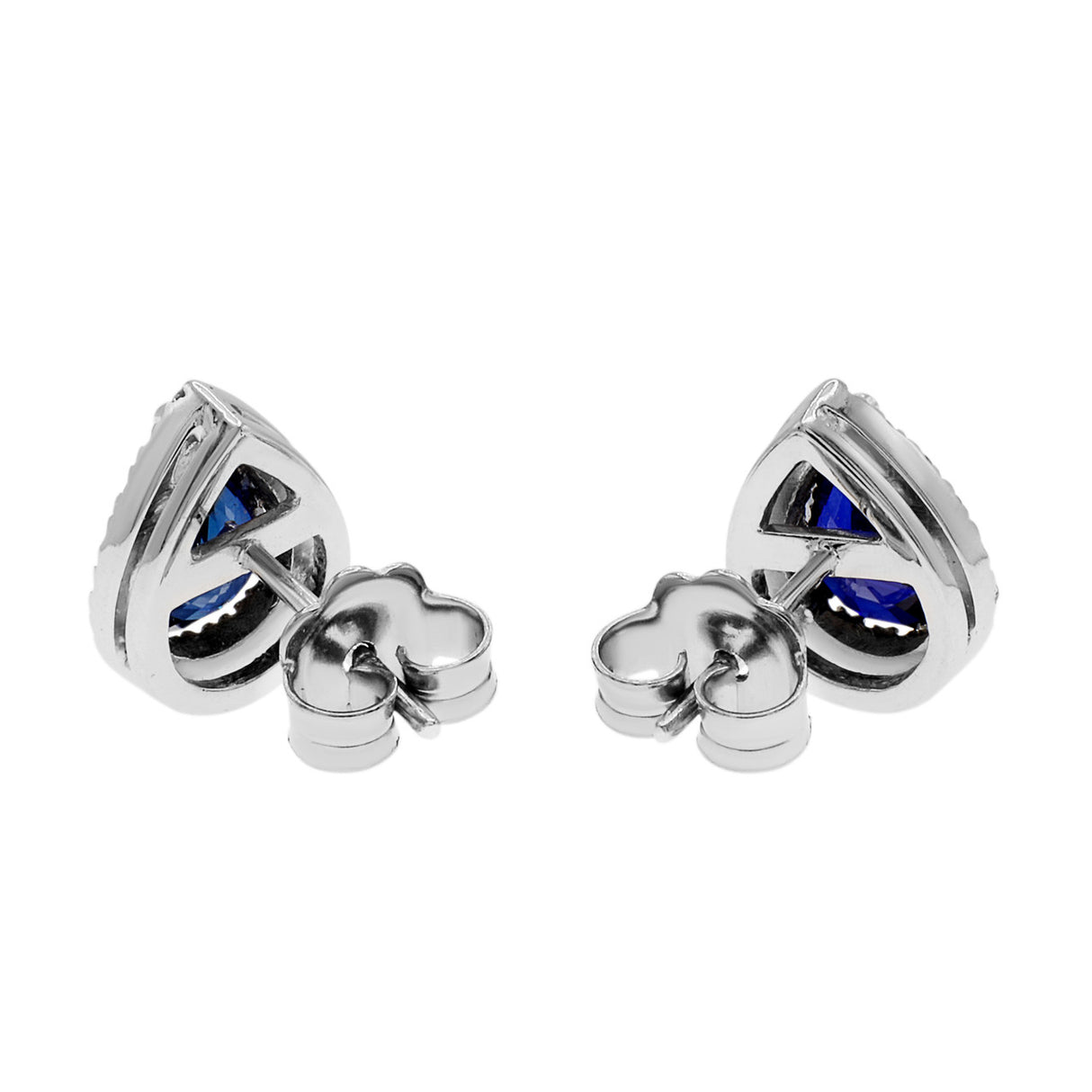 18K White Gold 3.08 Carat Sapphire Diamond Earrings Modaselle