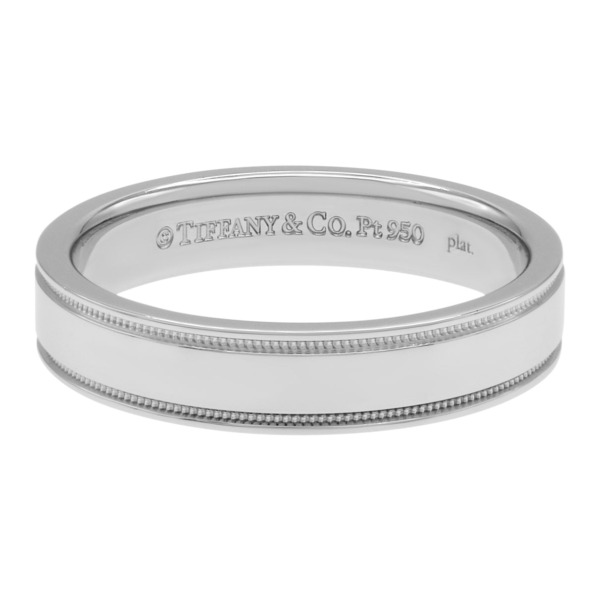 Tiffany & Co. Platinum Diamond Double Milgrain Band Ring Designer Jewellery Tiffany and Co
