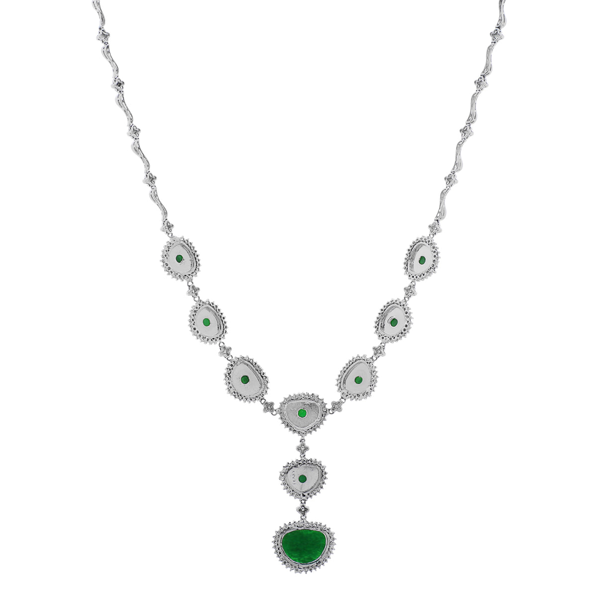 14K White Gold Jadeite Lavaliere Necklace Fine Jewellery Modaselle