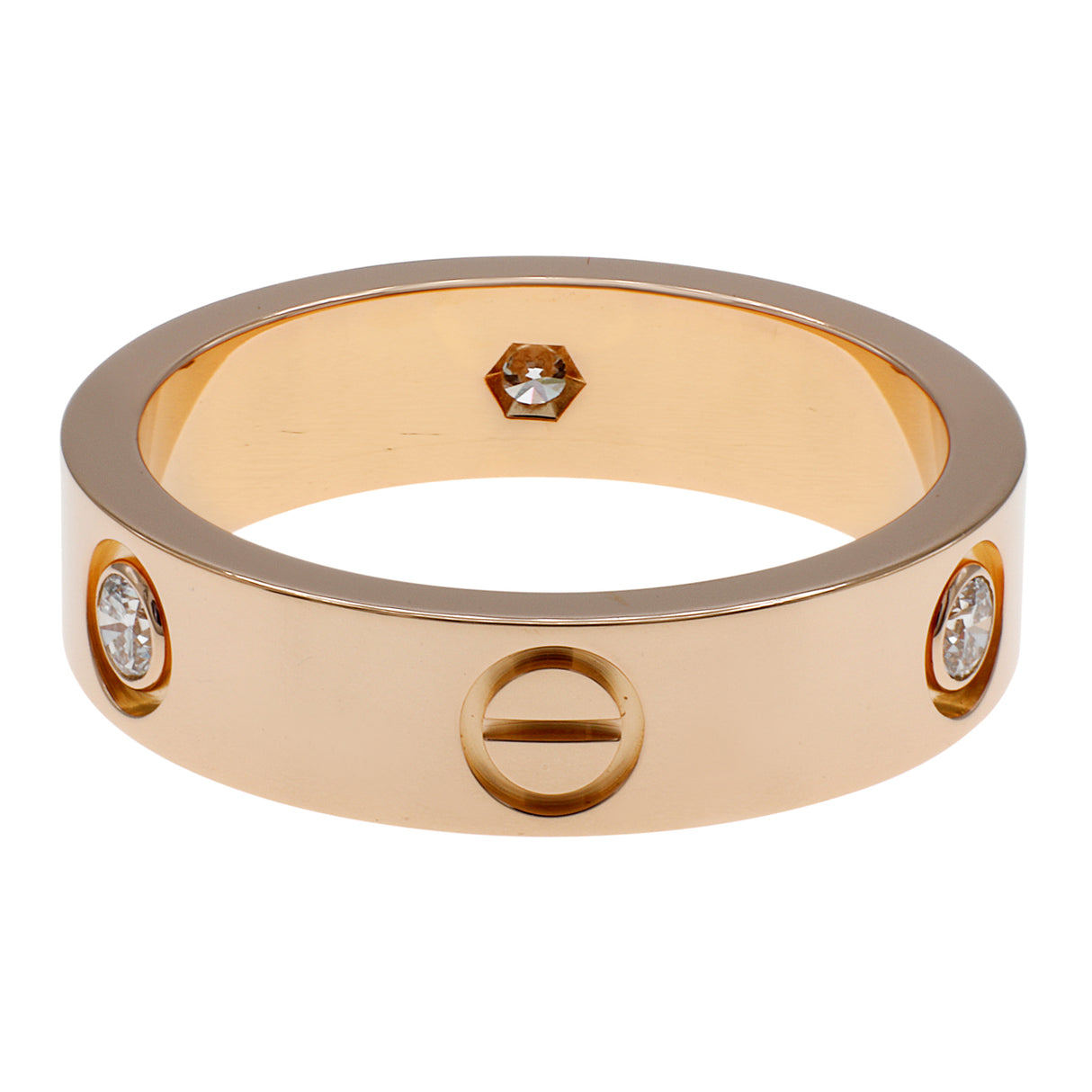 Cartier 18K Rose Gold 3 Diamond Love Ring Designer Jewellery Cartier