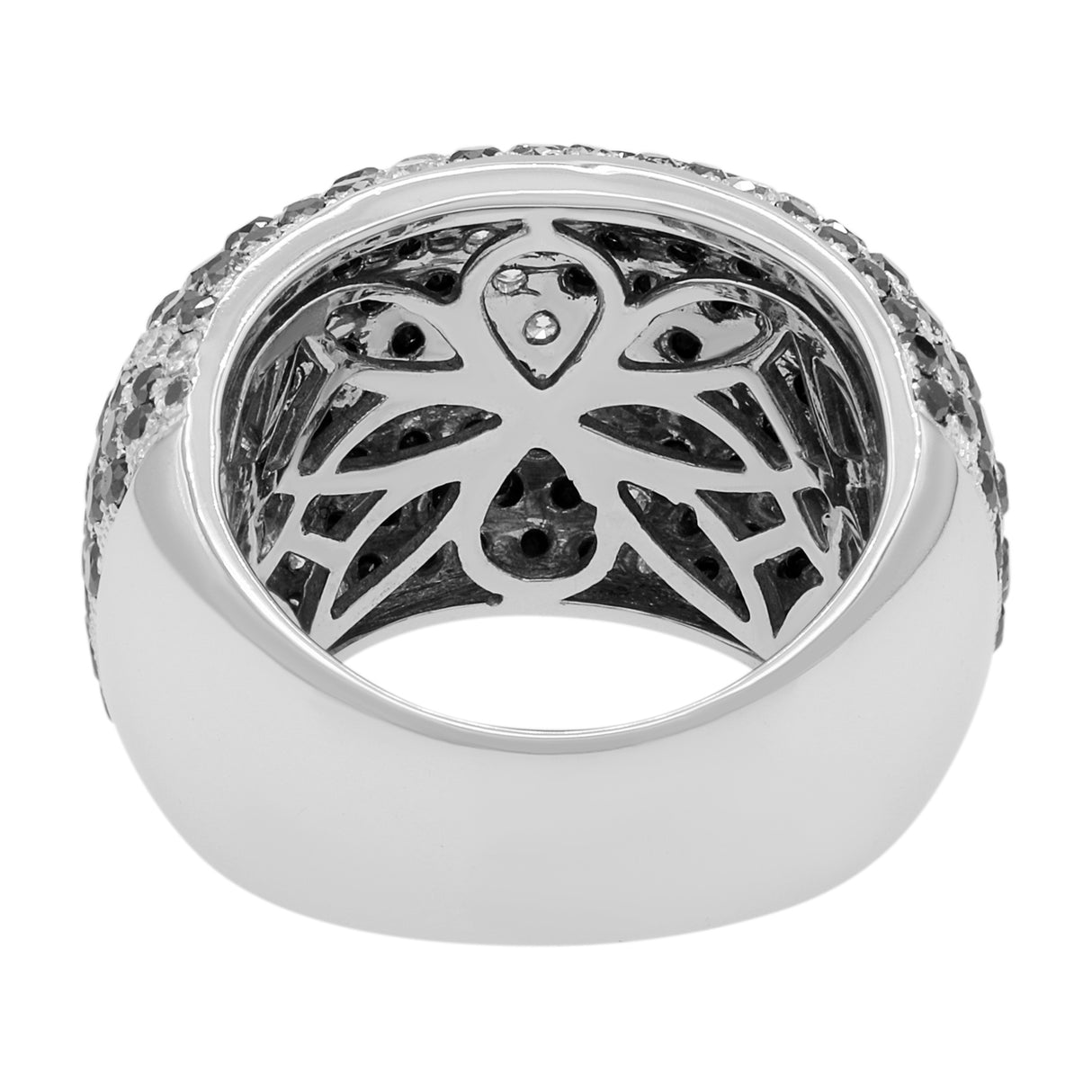 18K White Gold 4.21 Carat Black Diamond Bombe Ring Fine Jewellery Modaselle