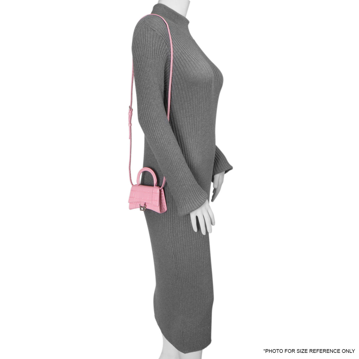 Balenciaga Pink Crocodile Embossed Shiny Calfskin Mini Hourglass Top Handle Bag Handbags Balenciaga