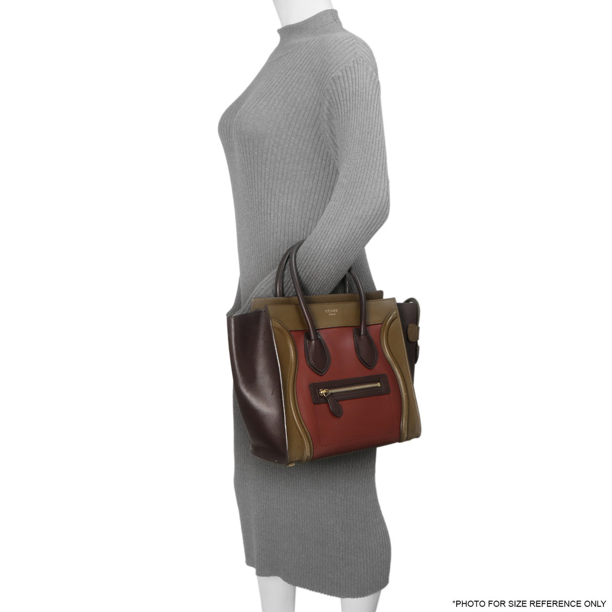 Celine Tricolor Smooth Calfskin Mini Luggage Tote Handbags Celine