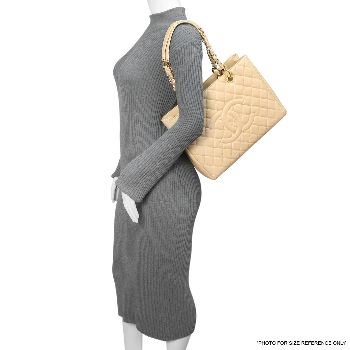 Chanel Beige Quilted Caviar Grand Shopping Tote GST Handbags Chanel