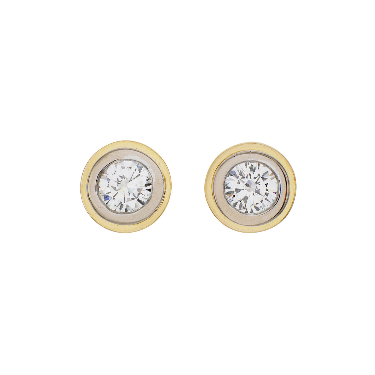 18K Yellow Gold 1.00 Carat Diamond Stud Earrings Modaselle