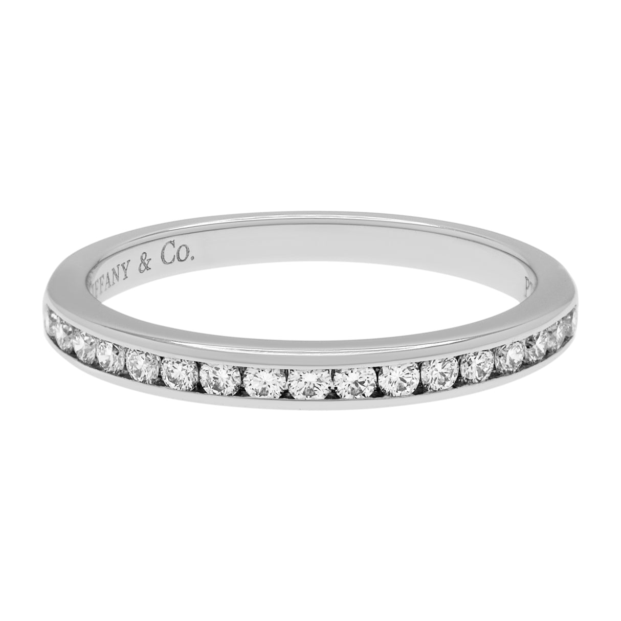 Tiffany & Co. Platinum Diamond 2mm Half Circle Wedding Band Designer Jewellery Tiffany and Co