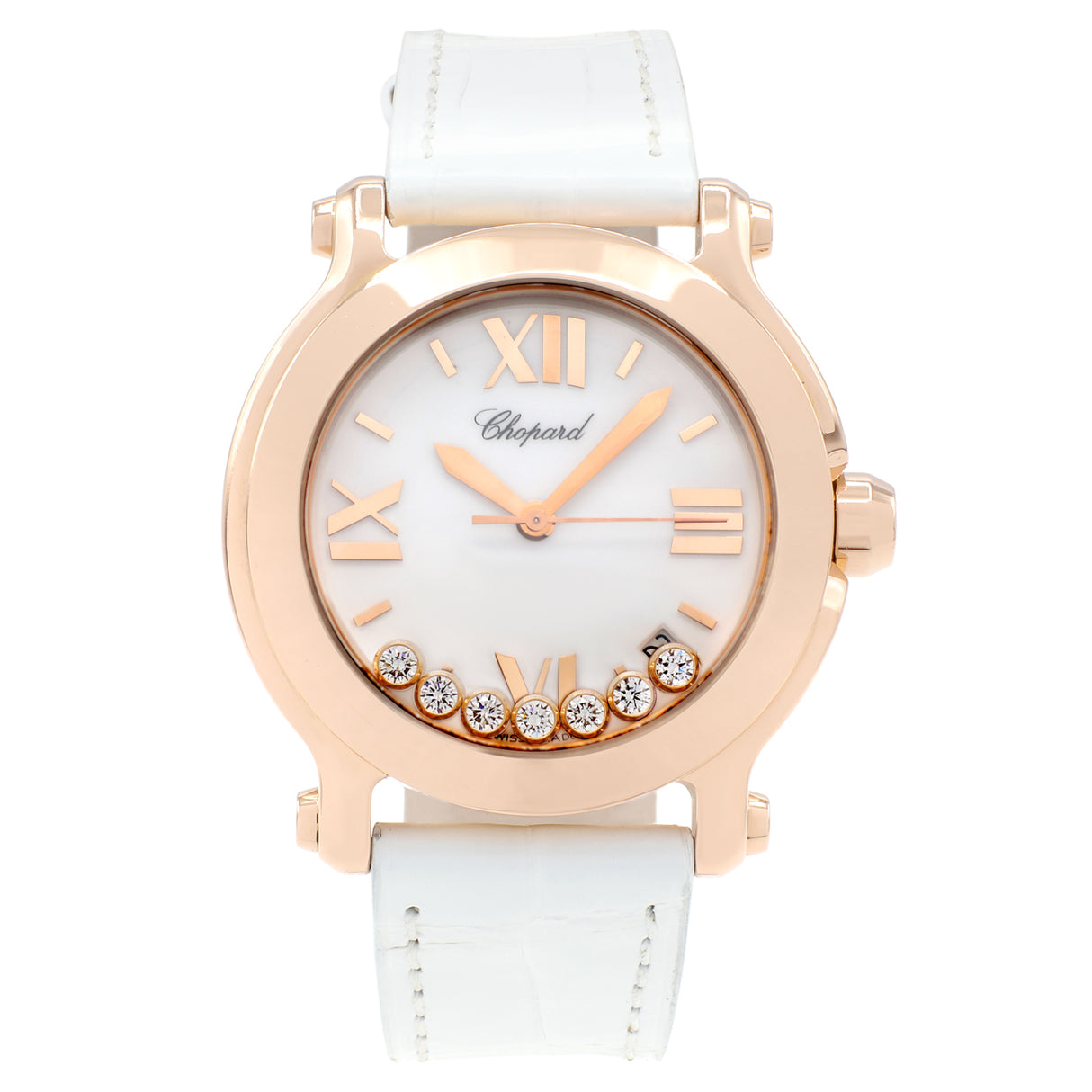 Chopard 18K Rose Gold Diamond Happy Sport 4183 Watches Chopard