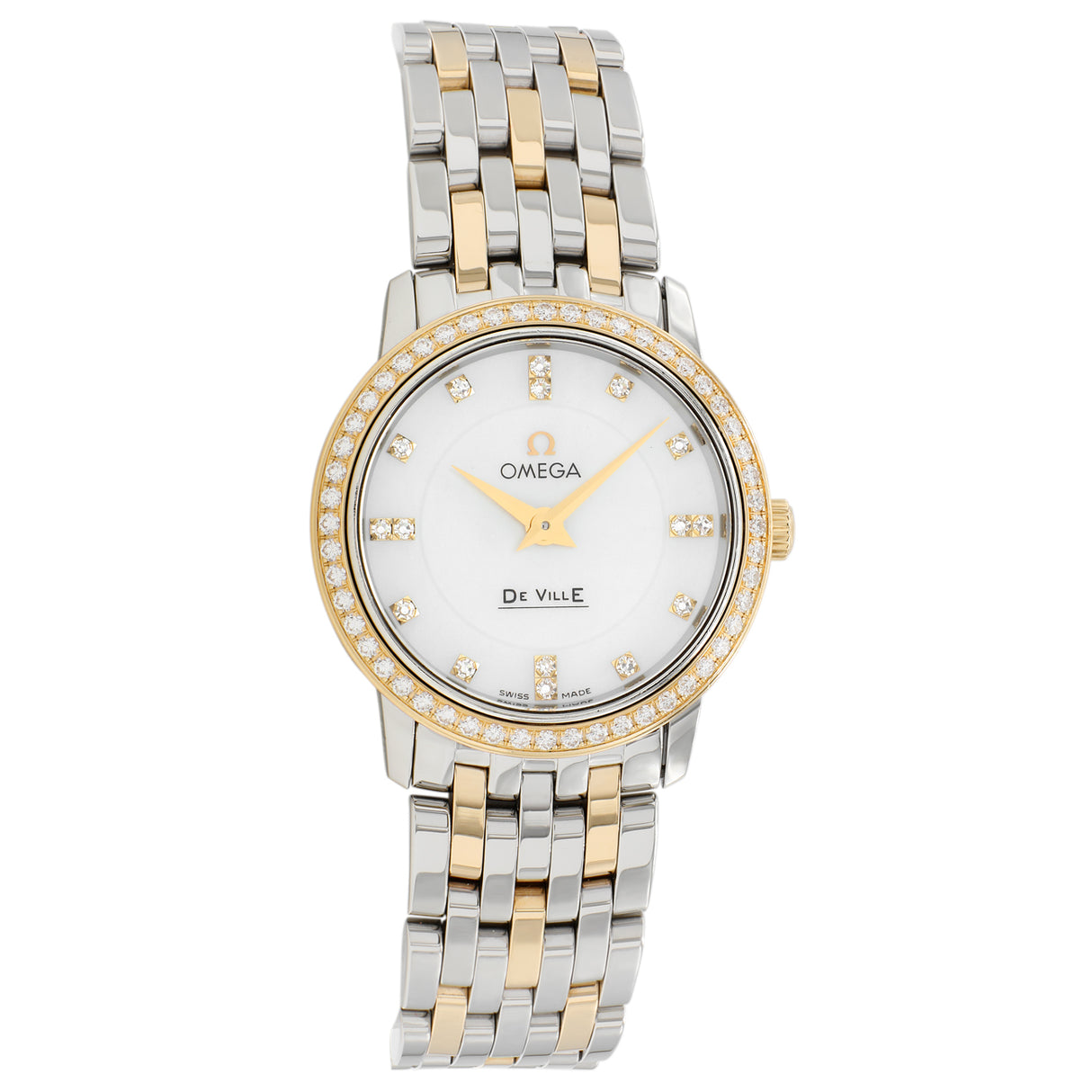 Omega Stainless Steel 18K Yellow Gold Diamond Deville Prestige 413.25.27.60.55.001 Watches Omega