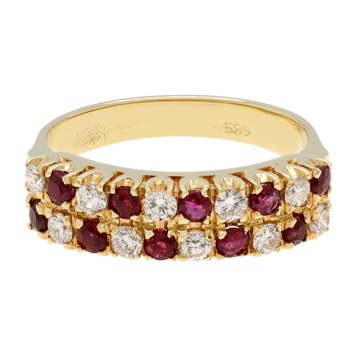 14K Yellow Gold Ruby Diamond Ring Fine Jewellery Modaselle