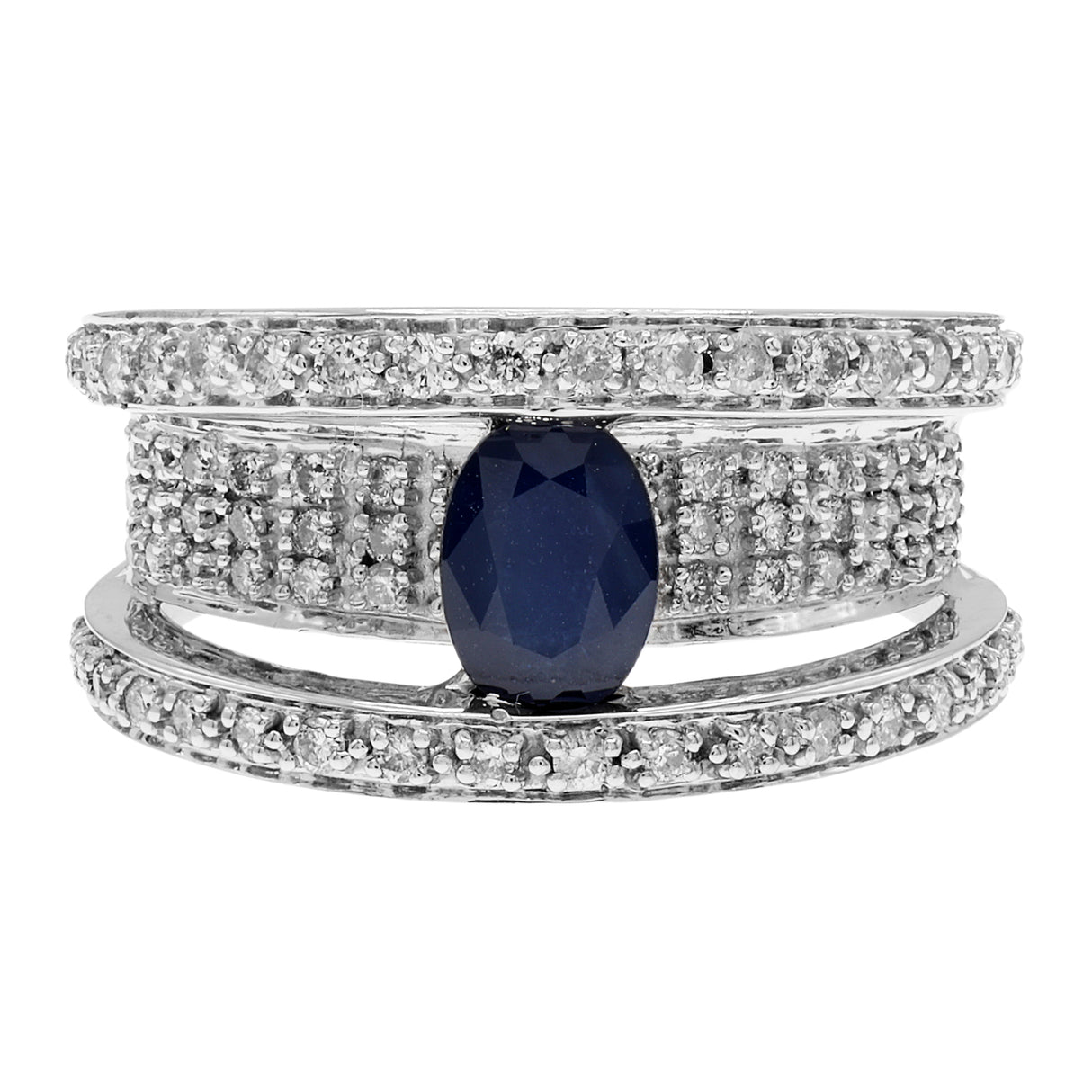 14K White Gold 0.87 Carat Blue Sapphire Ring Fine Jewellery Modaselle