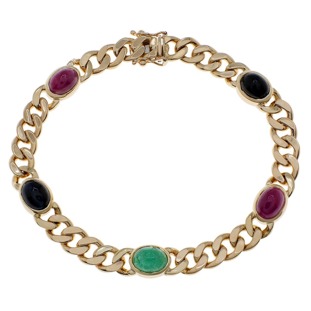 14K Yellow Gold Ruby Sapphire Emerald Bracelet Fine Jewellery Modaselle