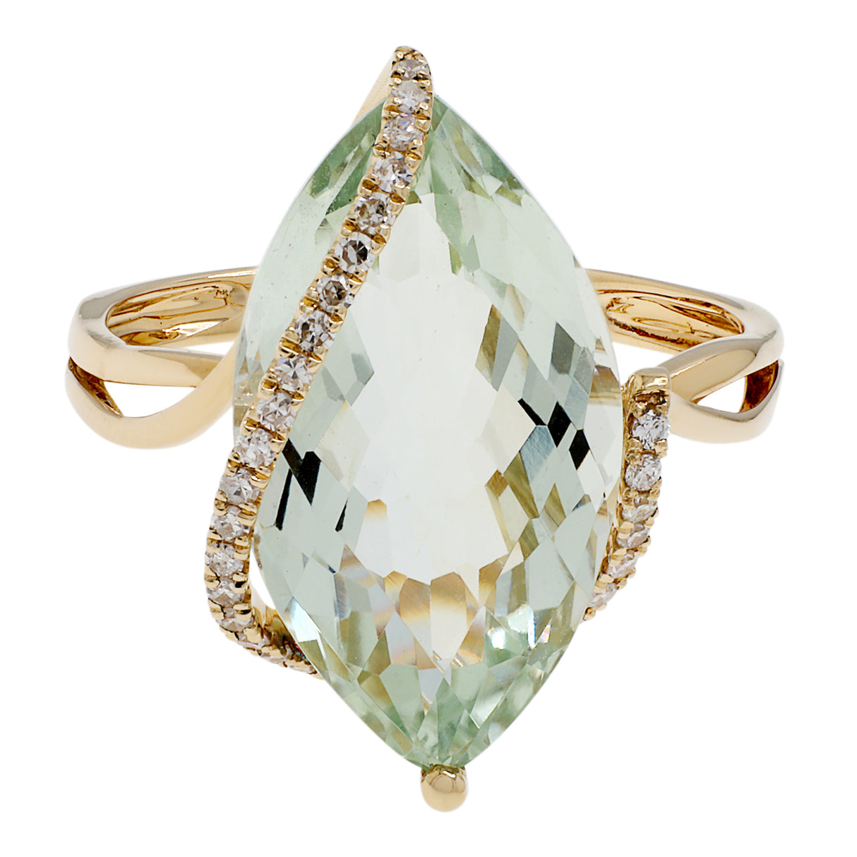 14K Yellow Gold 8.21 Carat Green Quartz Ring Fine Jewellery Modaselle