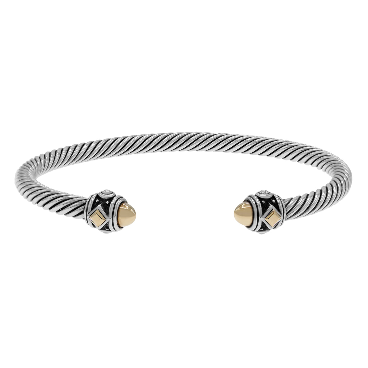 David Yurman Sterling Silver 18K 4mm Renaissance Classic Cable Bracelet Designer Jewellery David Yurman