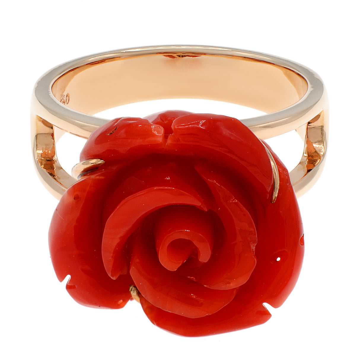 18K Rose Gold Coral Rose Blossom Ring Fine Jewellery Modaselle