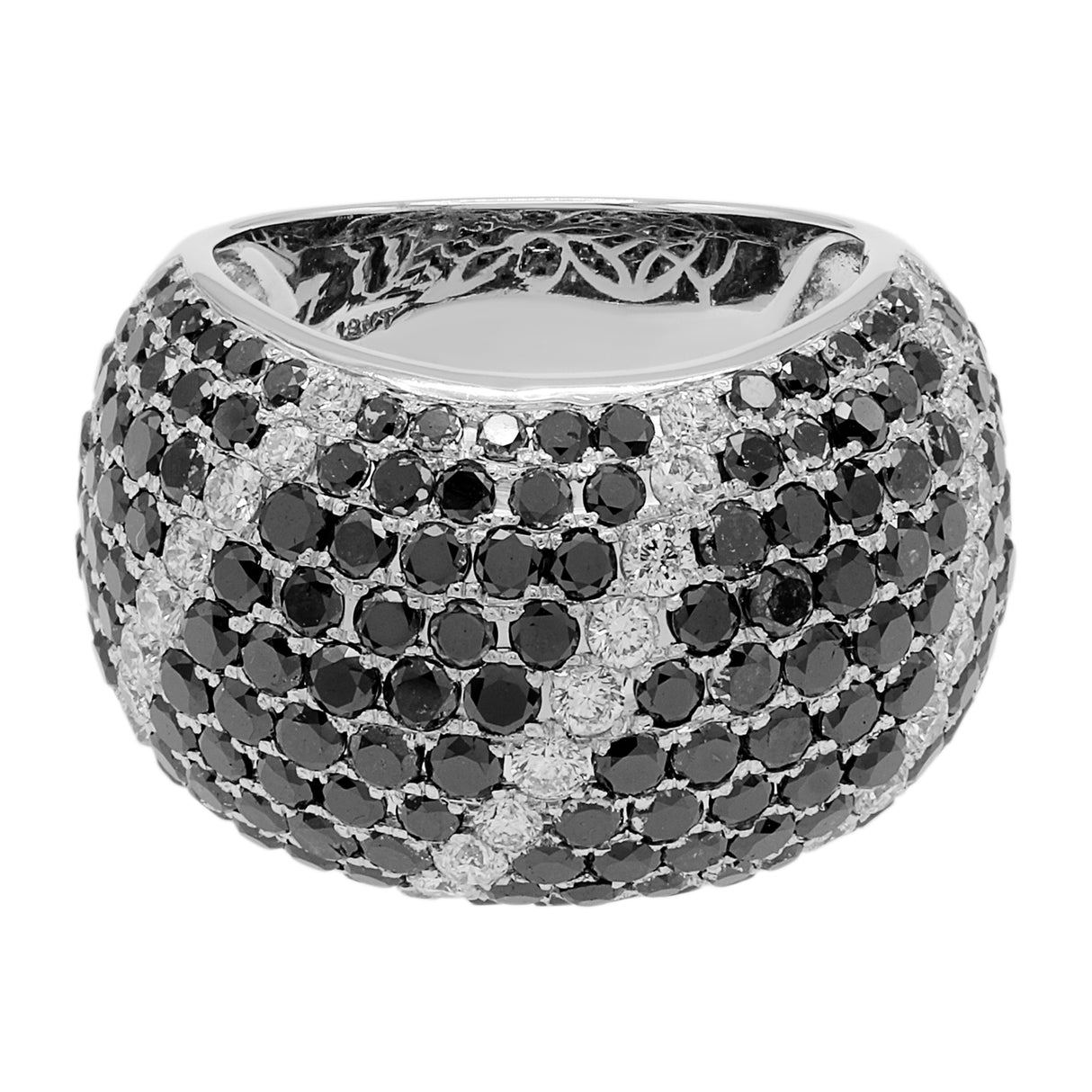 18K White Gold 4.21 Carat Black Diamond Bombe Ring Fine Jewellery Modaselle