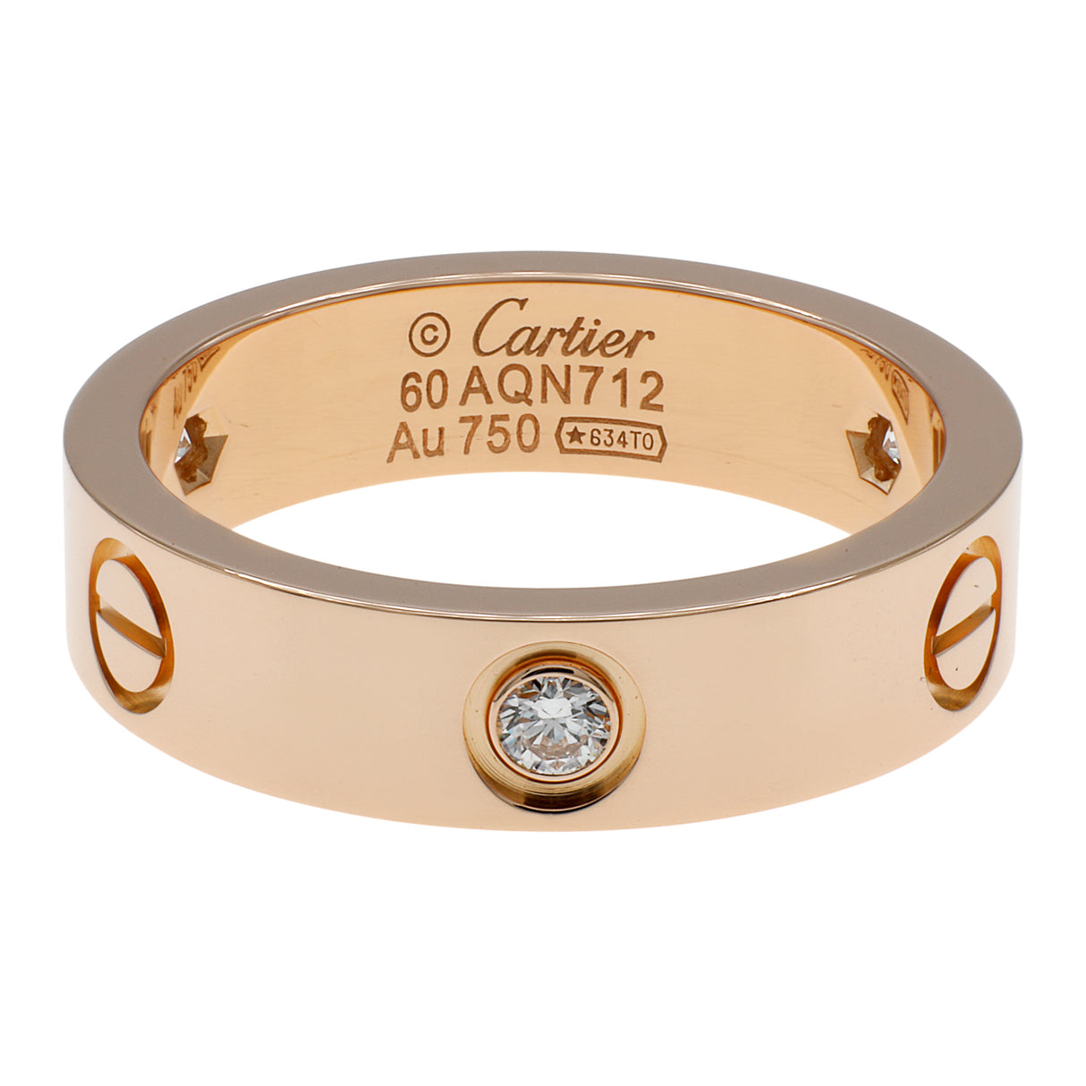 Cartier 18K Rose Gold 3 Diamond Love Ring Designer Jewellery Cartier