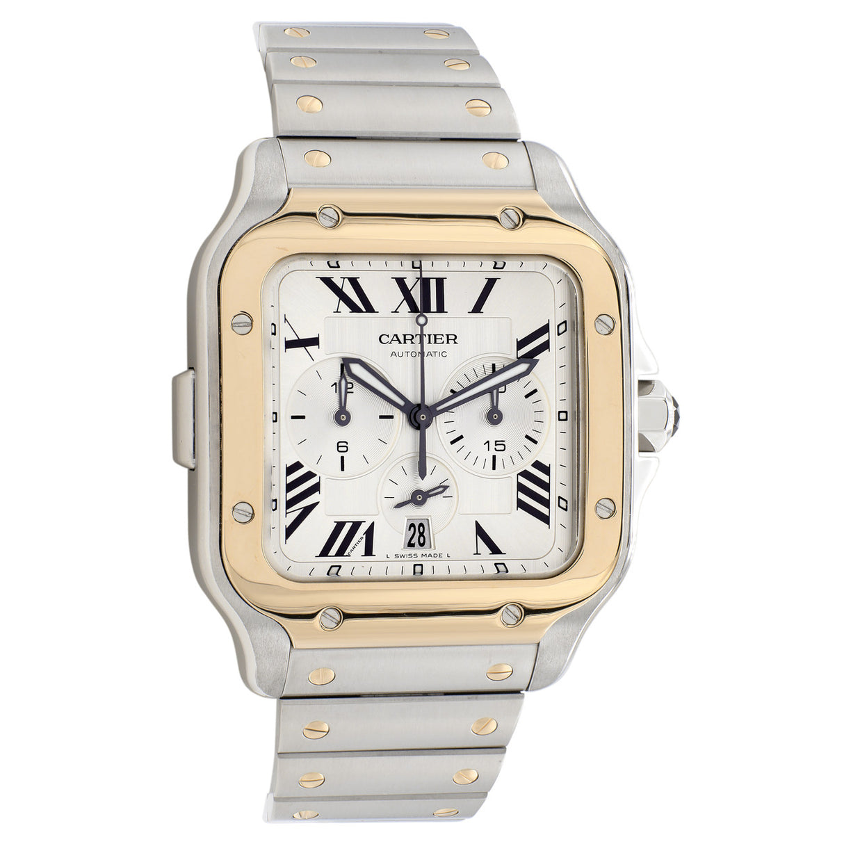 Cartier Stainless Steel 18K Yellow Gold Santos Chronograph W2SA0008 Watches Cartier
