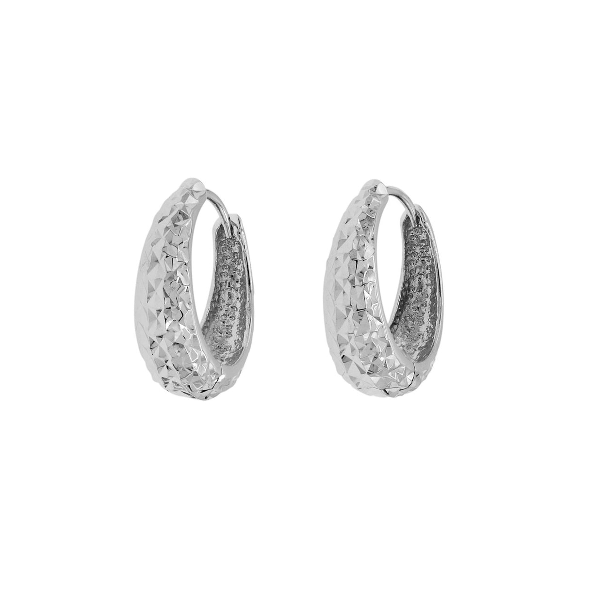 18K White Gold Hoop Earrings Modaselle