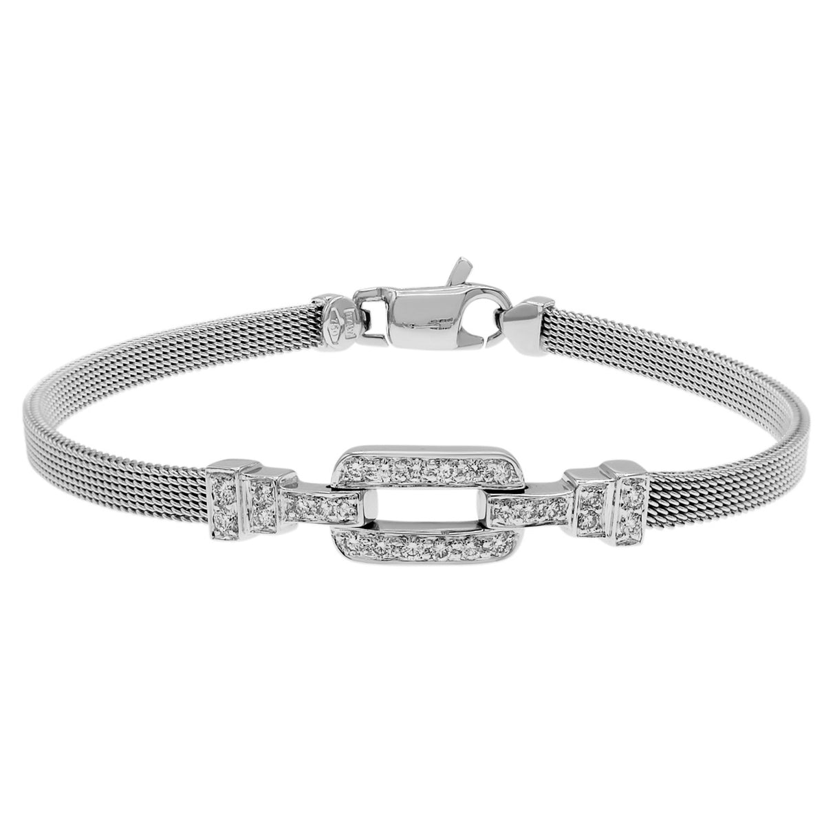 18K White Gold 0.33 Carat Diamond Woven Mesh Bracelet Fine Jewellery Modaselle