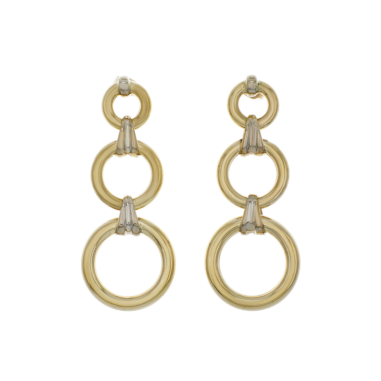 14K Yellow/White Gold Hoop Drop Earrings Fine Jewellery Modaselle