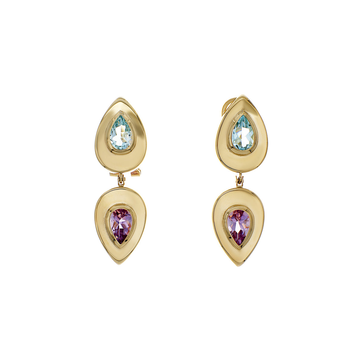 14K Yellow Gold Topaz Amethyst Earrings Fine Jewellery Modaselle