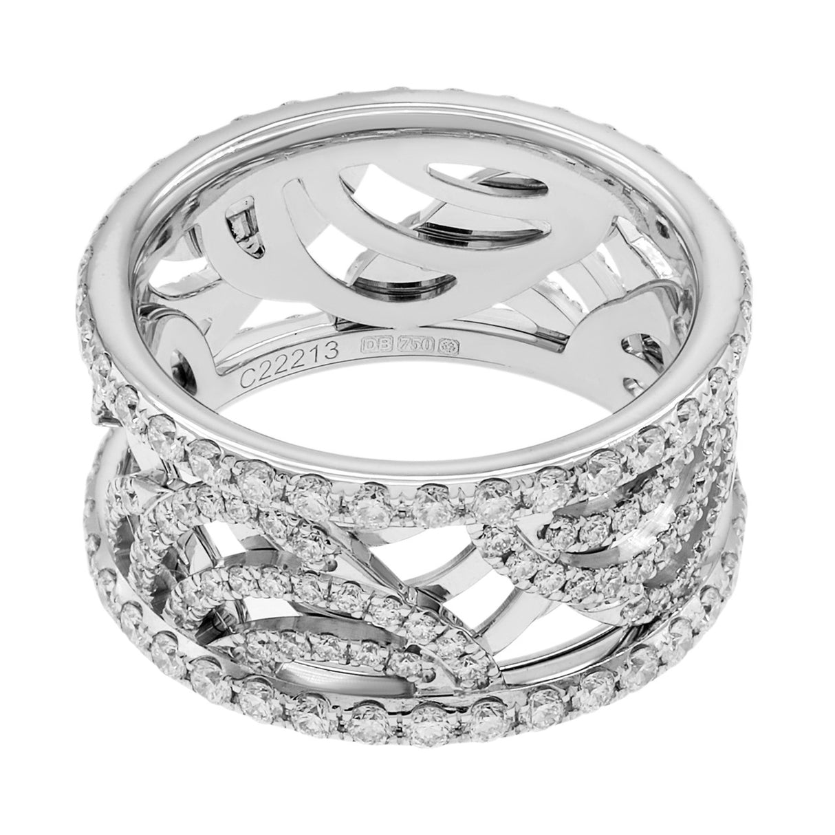 De Beers 18K White Gold Diamond Aria Band Ring Designer Jewellery De Beers