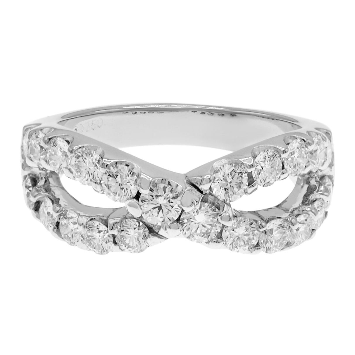 18K White Gold 1.10 Carat Diamond Crossover Ring Fine Jewellery Modaselle